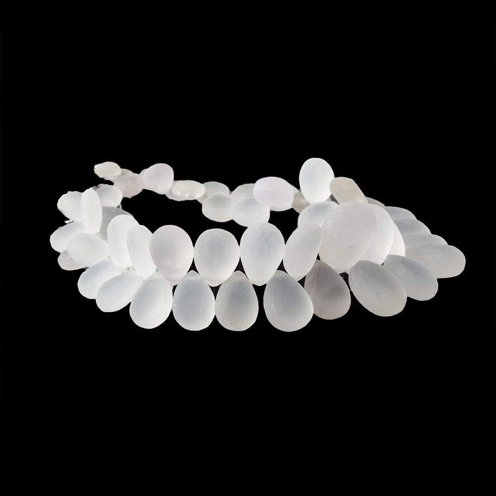 8x6-16x11mm Frosted Crystal Quartz Plain Pear Beads 8 inch 55 pieces (ONLINE ORDER ONLY)