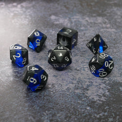 Forgotten Sapphire - 7 Piece DnD Dice Set | Acrylic RPG Gaming Dice (ONLINE ORDER ONLY)