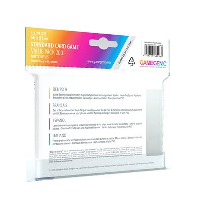 Gamegenic Value Pack Standard Card Game MATTE Sleeves (66 x 91 mm, 200 pack) (ONLINE ORDER ONLY)