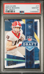 Graded 2024 Panini Score Brock Bowers #17 NFL Draft Rookie RC Football Card PSA 10 Gem Mint (ONLINE ORDER ONLY)