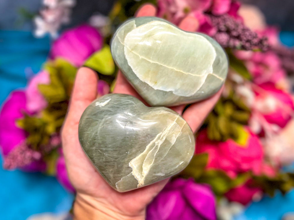 Garnierite Hearts, Green Moonstone, Ethically Sourced Crystals (ONLINE ORDER ONLY)