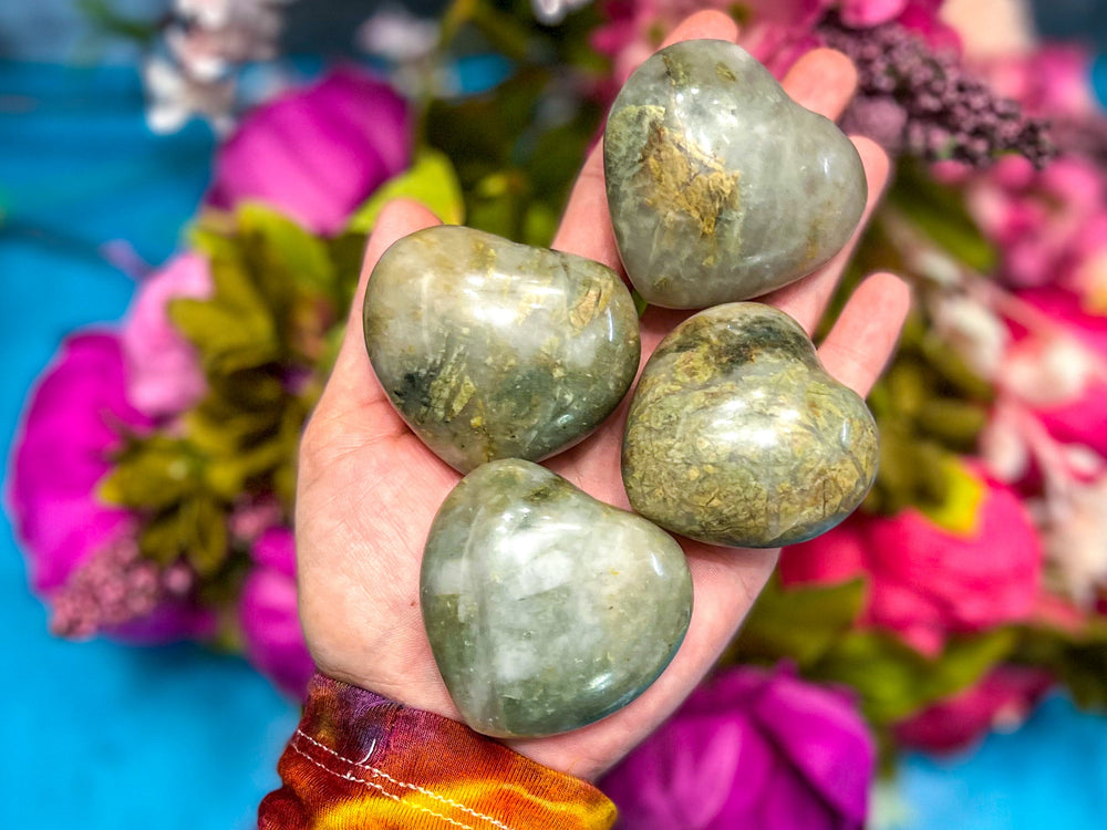 Garnierite Hearts, Green Moonstone, Ethically Sourced Crystals (ONLINE ORDER ONLY)
