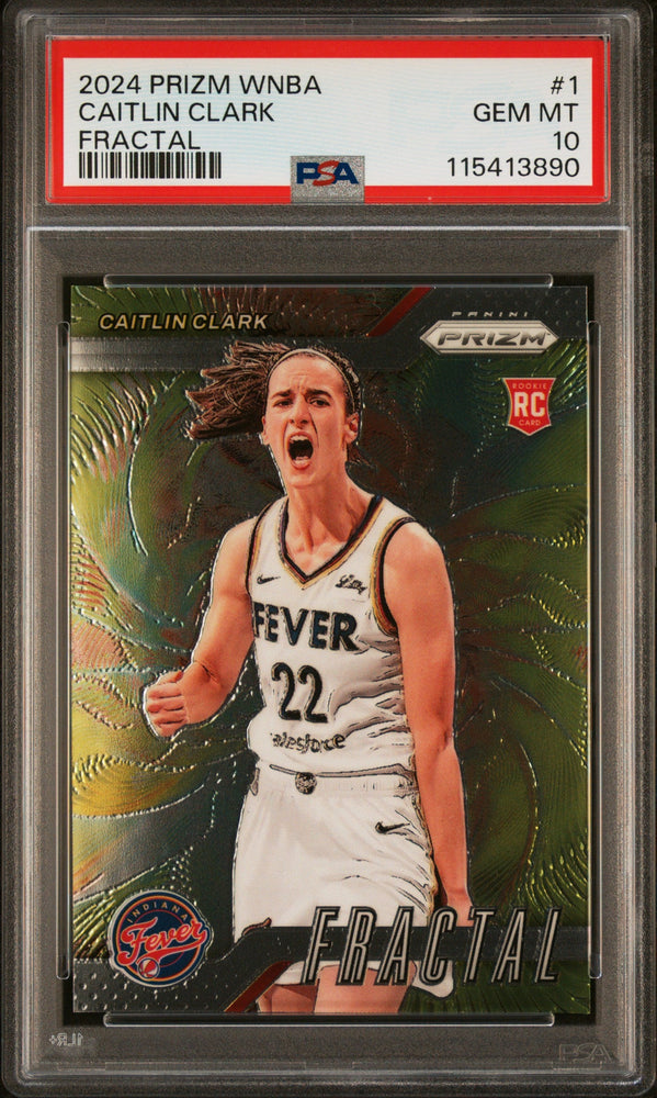 Graded 2024 Panini Prizm Caitlin Clark #1 Fractal Rookie RC Basketball Card PSA 10 Gem Mint (ONLINE ORDER ONLY)