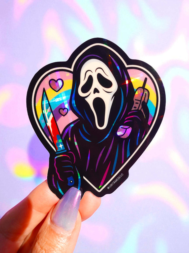 Ghost Killer Rainbow Heart Holographic Vinyl Sticker (ONLINE ORDER ONLY)