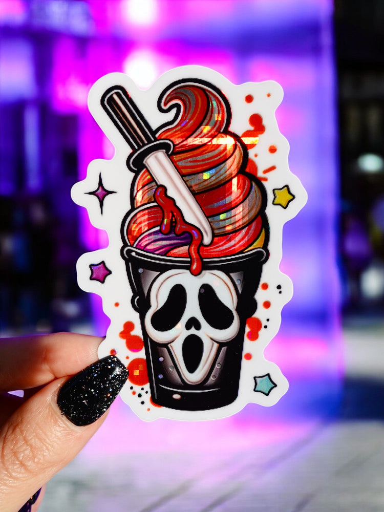 Horror Ghost Sundae Halloween Sticker (Online Order Only)