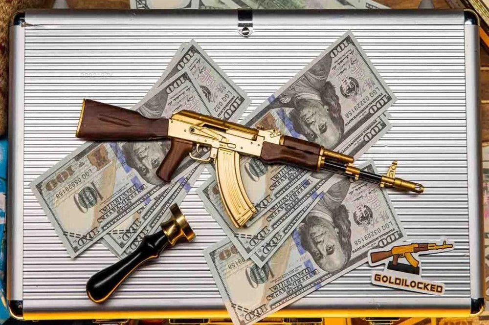 GoatGuns 1/3 Scale Die Cast 'Goldilocked' AK47 Rifle Model "” Pure Gold