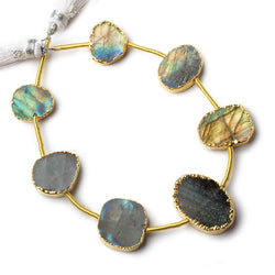 Gold Leafed Labradorite plain slice strand 7 beads 13x10-18x15mm (ONLINE ORDER ONLY)