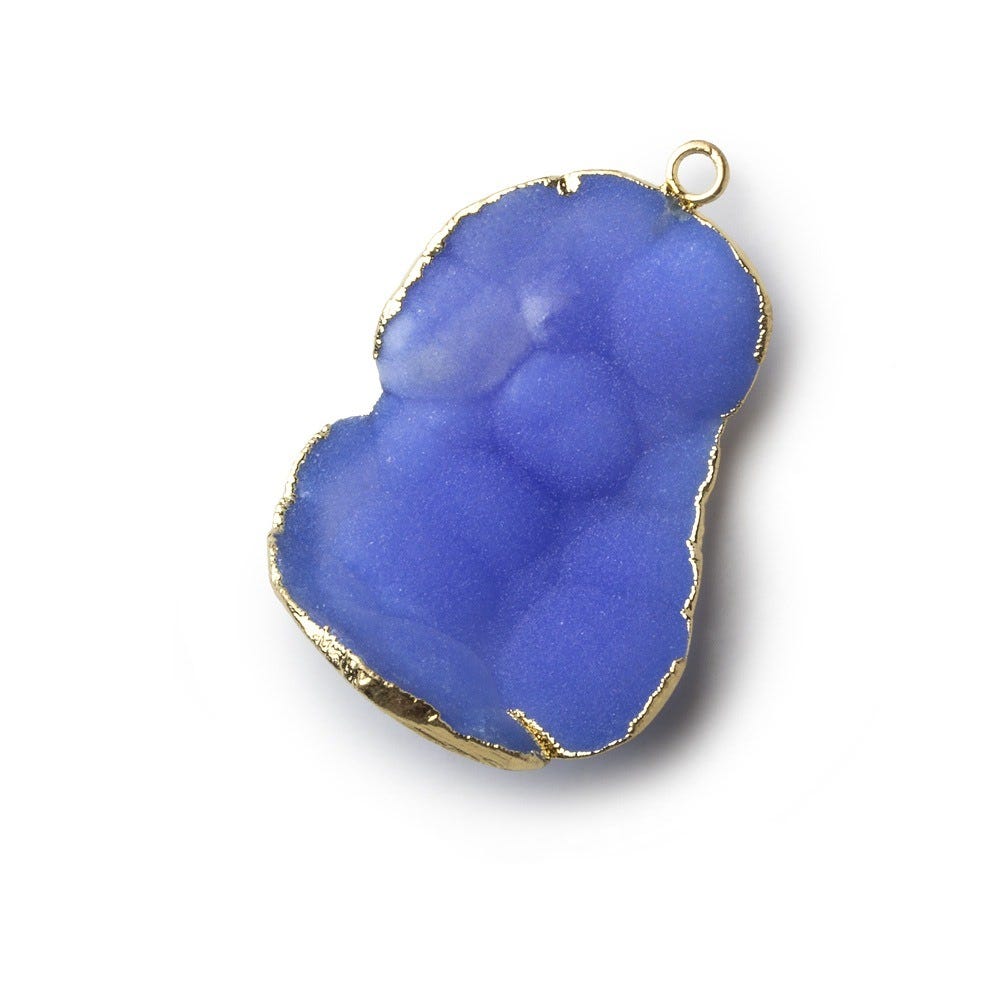 Gold Leafed Neon Blue Concave Drusy Pendant 1 focal bead 31x24x9mm  A Grade (ONLINE ORDER ONLY)