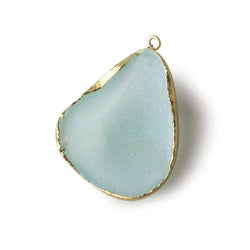 Gold Leafed Seafoam Green Concave Drusy Pendant 1 focal bead 34x29x14mm  A Grade (ONLINE ORDER ONLY)
