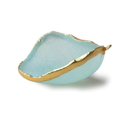 Gold Leafed Seafoam Green Concave Drusy Pendant 1 focal bead 34x29x14mm  A Grade (ONLINE ORDER ONLY)