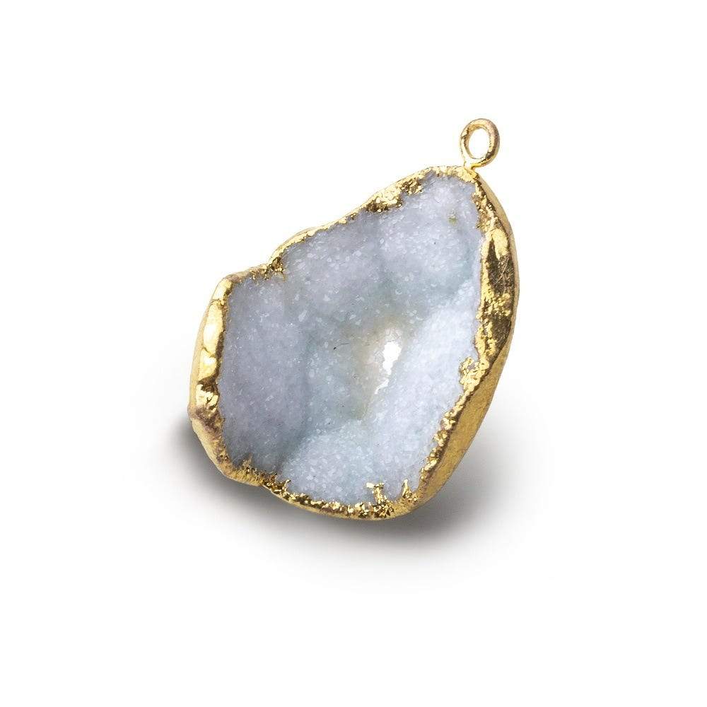Gold Leafed Snow Crevasse White Concave Drusy Pendant 1 focal bead 27x21x13mm  A Grade (ONLINE ORDER ONLY)