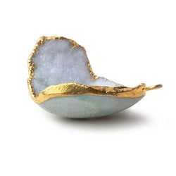 Gold Leafed Snow Crevasse White Concave Drusy Pendant 1 focal bead 27x21x13mm  A Grade (ONLINE ORDER ONLY)