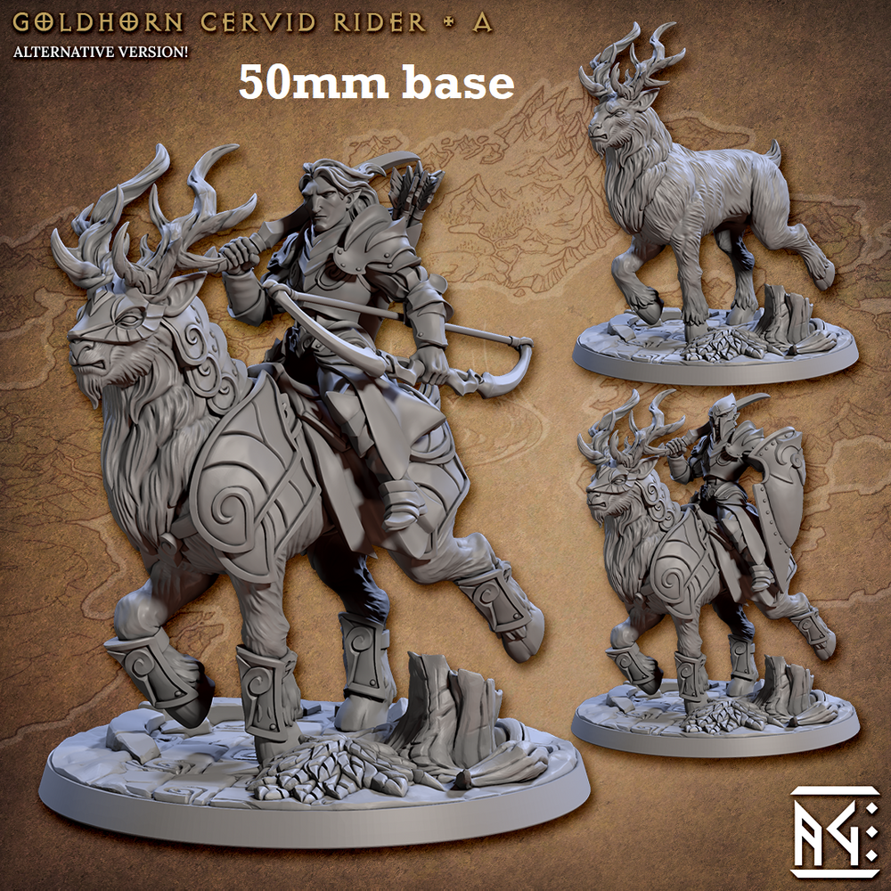 Goldhorn Cervid Riders: Sculpt A (High Elf Calvary Unit) (Online Order Only)