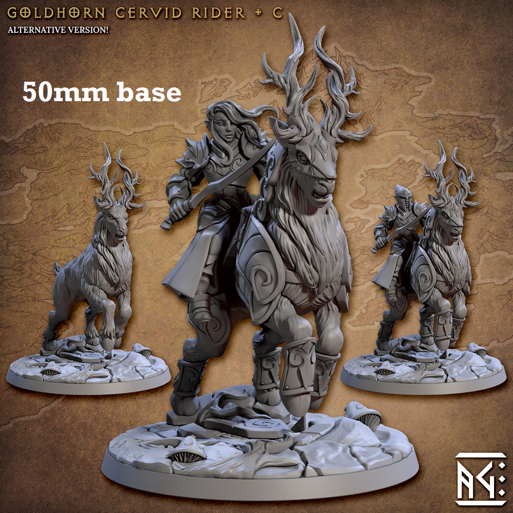 Goldhorn Cervid Riders: Sculpt C (High Elf Calvary Unit) (Online Only)