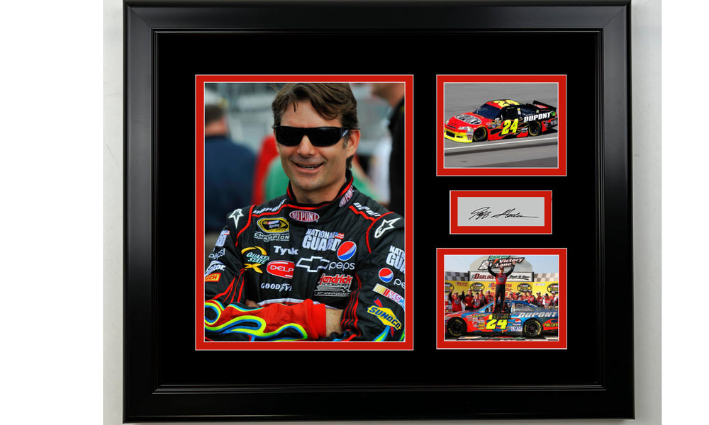 Framed Jeff Gordon NASCAR Facsimile Laser Engraved Signature 14x11 3 Photo Collage (ONLINE ORDER ONLY)