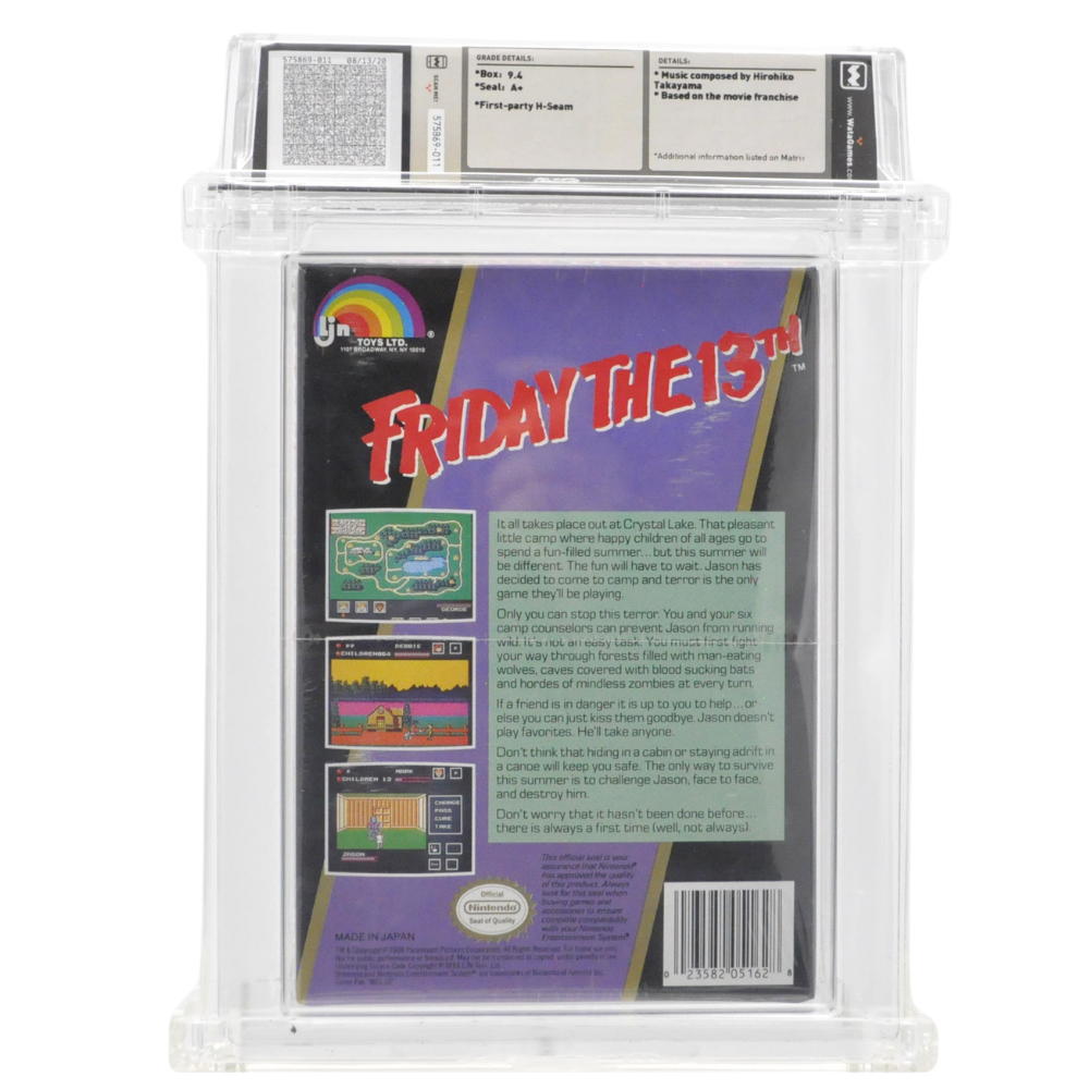 Graded NES Cart in Box (Sealed) - Friday The 13th WATA 9.4/A+ (Online Order Only)