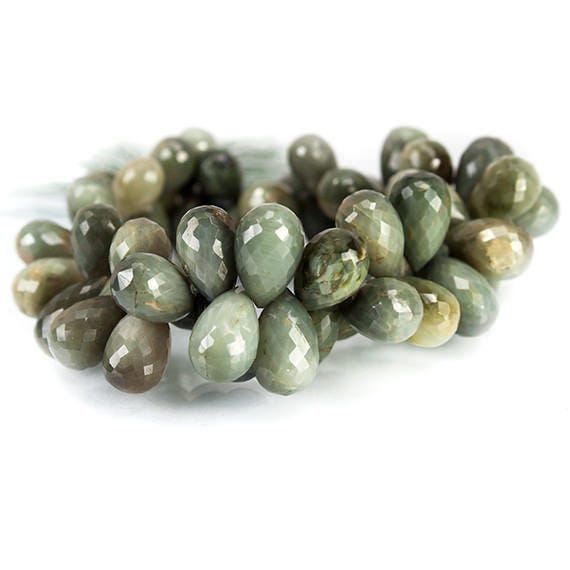 Green Cat's Eye Quartz Faceted Tear Drop Briolette Beads (ONLINE ORDER ONLY)