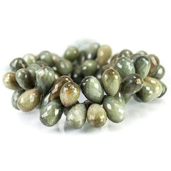 Green Cat's Eye Quartz Faceted Tear Drop Briolette Beads (ONLINE ORDER ONLY)