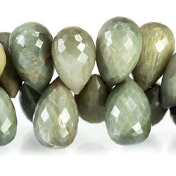 Green Cat's Eye Quartz Faceted Tear Drop Briolette Beads (ONLINE ORDER ONLY)