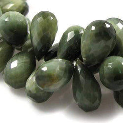 Green Cat`s Eye Quartz Tear Drop Briolette (ONLINE ORDER ONLY)