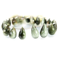 Green Cat`s Eye Quartz Tear Drop Briolette (ONLINE ORDER ONLY)