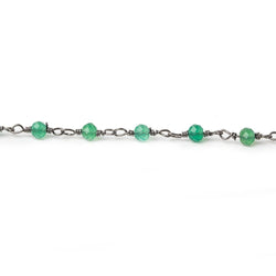 Green Onyx micro-faceted rondelle Black Gold plated Chain by the foot 40 beads