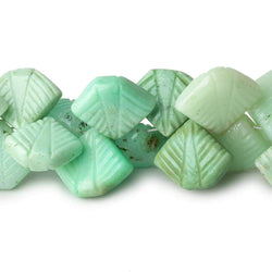 Green Peruvian Opal carved leaf Pentagonal beads 8.5 inch 48 pcs 10x11-13x17mm (ONLINE ORDER ONLY)