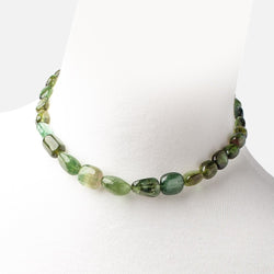 Green Tourmaline Plain Nugget Necklace with a 14kt Gold Clasp AAA (ONLINE ORDER ONLY)
