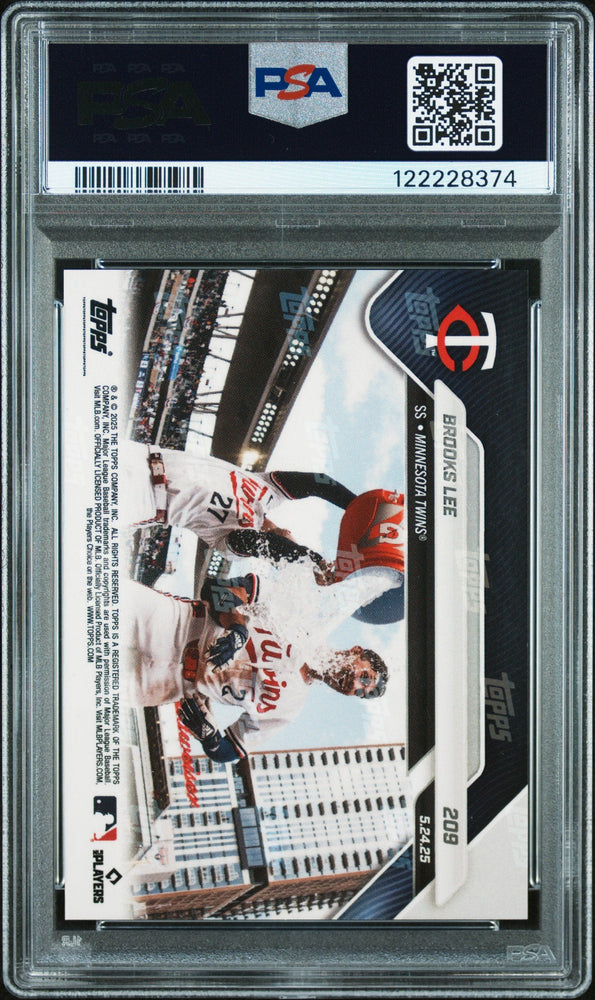 Graded 2025 Topps Now Brooks Lee #209 Orange Foil /25 Rookie RC Baseball Card PSA 9 Mint (ONLINE ORDER ONLY)