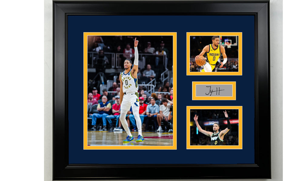 Framed Tyrese Haliburton Indiana Pacers Facsimile Laser Engraved Signature Basketball 14x11 3 Photo Collage (ONLINE ORDER ONLY)
