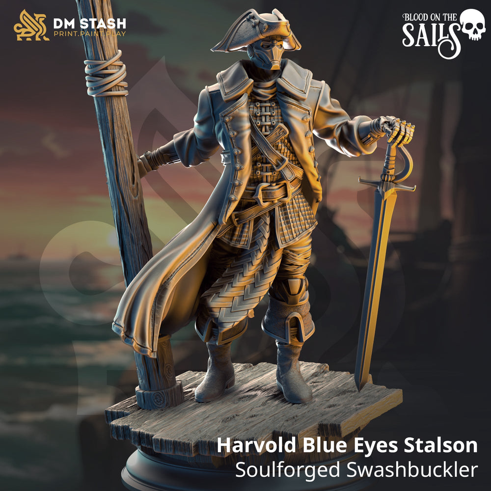 Harvold "Blue Eyes" Stalson, Soulforged Swashbuckler (Male Warforged Pirate) (Online Only)