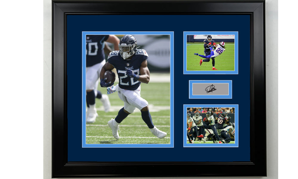 Framed Derrick Henry Tennessee Titans Facsimile Laser Engraved Signature Football 14x11 3 Photo Collage (ONLINE ORDER ONLY)
