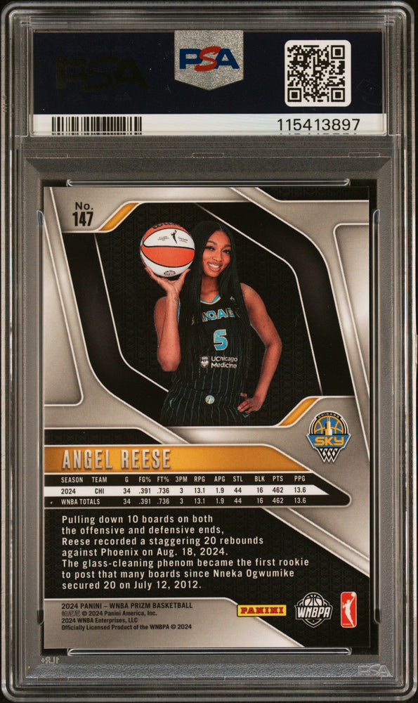 Graded 2024 Panini Prizm Angel Reese #147 Rookie RC Basketball Card PSA 9 Mint