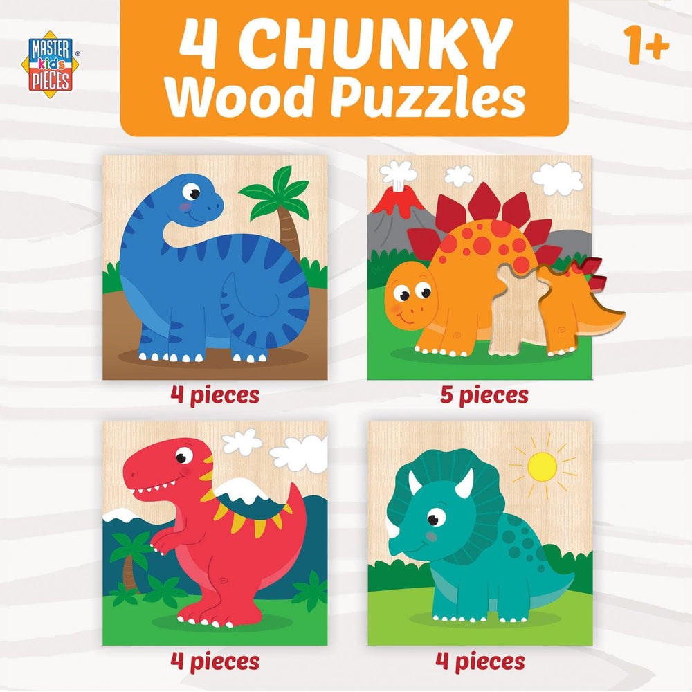 Dinosaurs Chunky Wood Puzzles - Kids 4-Pack