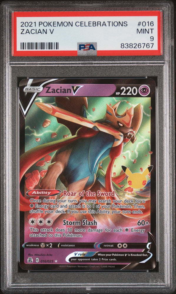 2021 POKEMON CELEBRATIONS ZACIAN V #16 PSA 9 (Online Order Only)