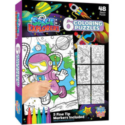 Space Explorers Coloring Puzzles 6-Pack - 48 Piece Puzzles