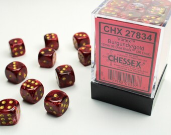Chessex: D6  Vortex Dice sets - 12mm (ONLINE ORDER ONLY)