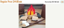 Felt Campfire - fake fire pit - pretend campfire - pretend play - camping - Bonfire - felt food - toy fire - play set for two (ONLINE ORDER ONLY)