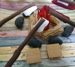 Felt Campfire - fake fire pit - pretend campfire - pretend play - camping - Bonfire - felt food - toy fire - play set for two (ONLINE ORDER ONLY)