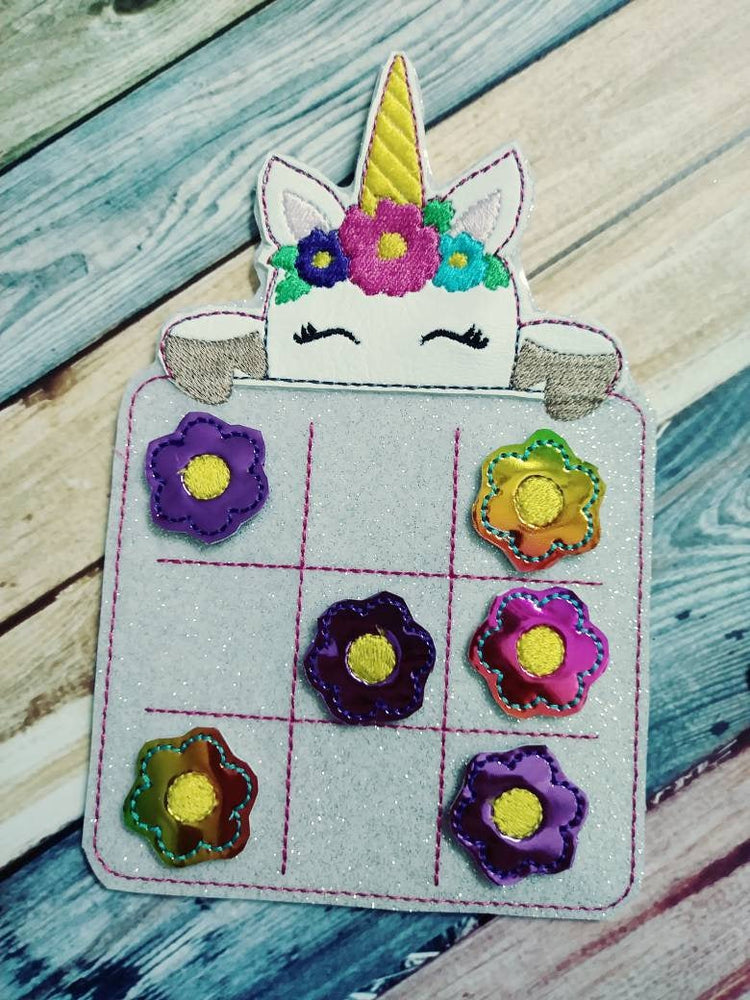 Unicorn Tic Tac Toe Game Board and Pieces - birthday party favor - Easter Basket - Classic Game - Quiet Toy Fantasy - Mythical - non food (ONLINE ORDER ONLY)