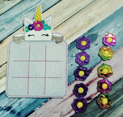 Unicorn Tic Tac Toe Game Board and Pieces - birthday party favor - Easter Basket - Classic Game - Quiet Toy Fantasy - Mythical - non food (ONLINE ORDER ONLY)