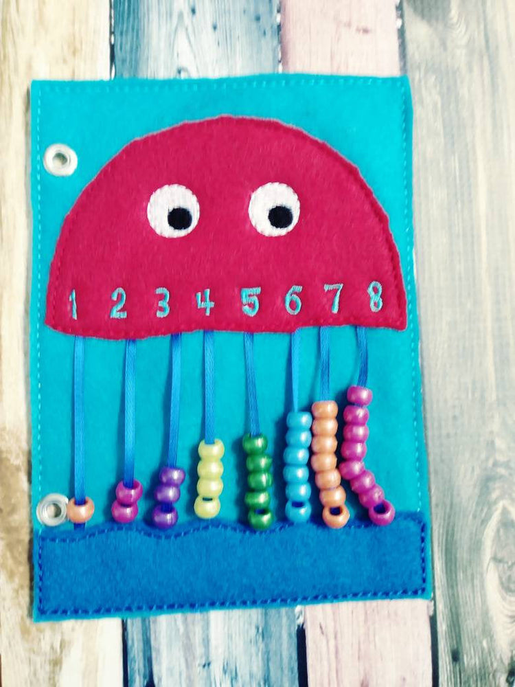 Counting quiet book page - jellyfish counting - abacus - activity page - busy book page - learning page (ONLINE ORDER ONLY)