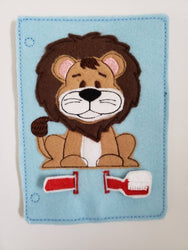 Toothbrush quiet book page - lion - activity page - busy book page - tooth - learning page - dentist (ONLINE ORDER ONLY)