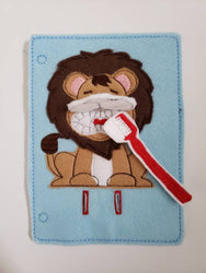 Toothbrush quiet book page - lion - activity page - busy book page - tooth - learning page - dentist (ONLINE ORDER ONLY)