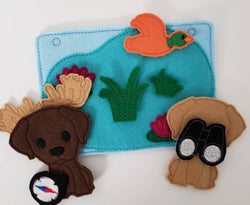 Felt dog finger puppet quiet book page - activity page - busy book - learning page (ONLINE ORDER ONLY)