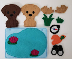 Felt dog finger puppet quiet book page - activity page - busy book - learning page (ONLINE ORDER ONLY)