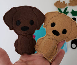 Felt dog finger puppet quiet book page - activity page - busy book - learning page (ONLINE ORDER ONLY)