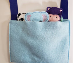 Zoo Animal Finger Puppets -  zoo storage bag - Free Personalization -  Quiet Toy - Busy Bag - Activity Bag - custom colors (ONLINE ORDER ONLY)