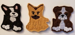 Dog Finger Puppets - dog toy - puppy finger puppet -personalized - Storage Bag  -  Quiet Toy - Busy Bag - Activity Bag - custom colors (ONLINE ORDER ONLY)