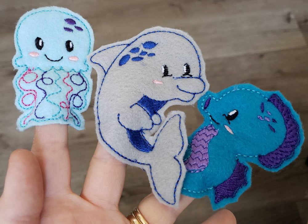 Felt finger puppet animal - Ocean Animal quiet book page -  Gift for kids - Party Favor - baby shower gift - Under the Sea - sea creatures (ONLINE ORDER ONLY)